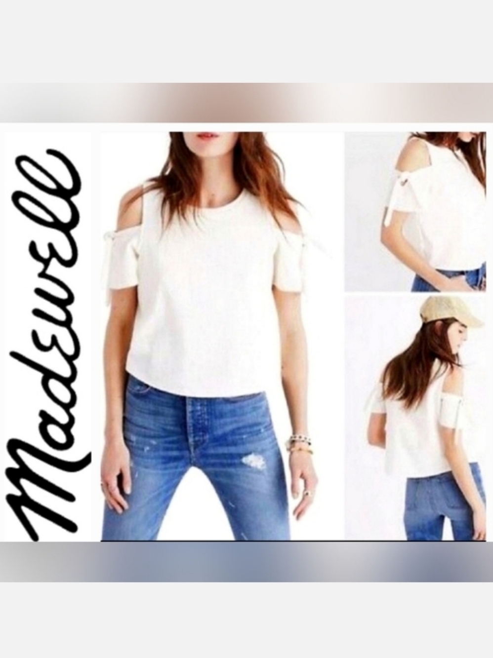 Madewell Cold-Shoulder Top Sz XS Skylark Off White